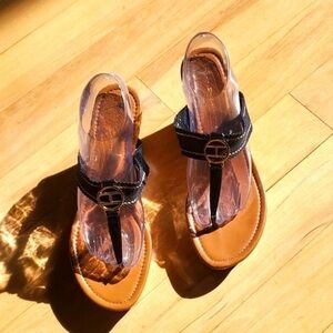 Tommy Hilfiger Black and Tan Heeled Sandals